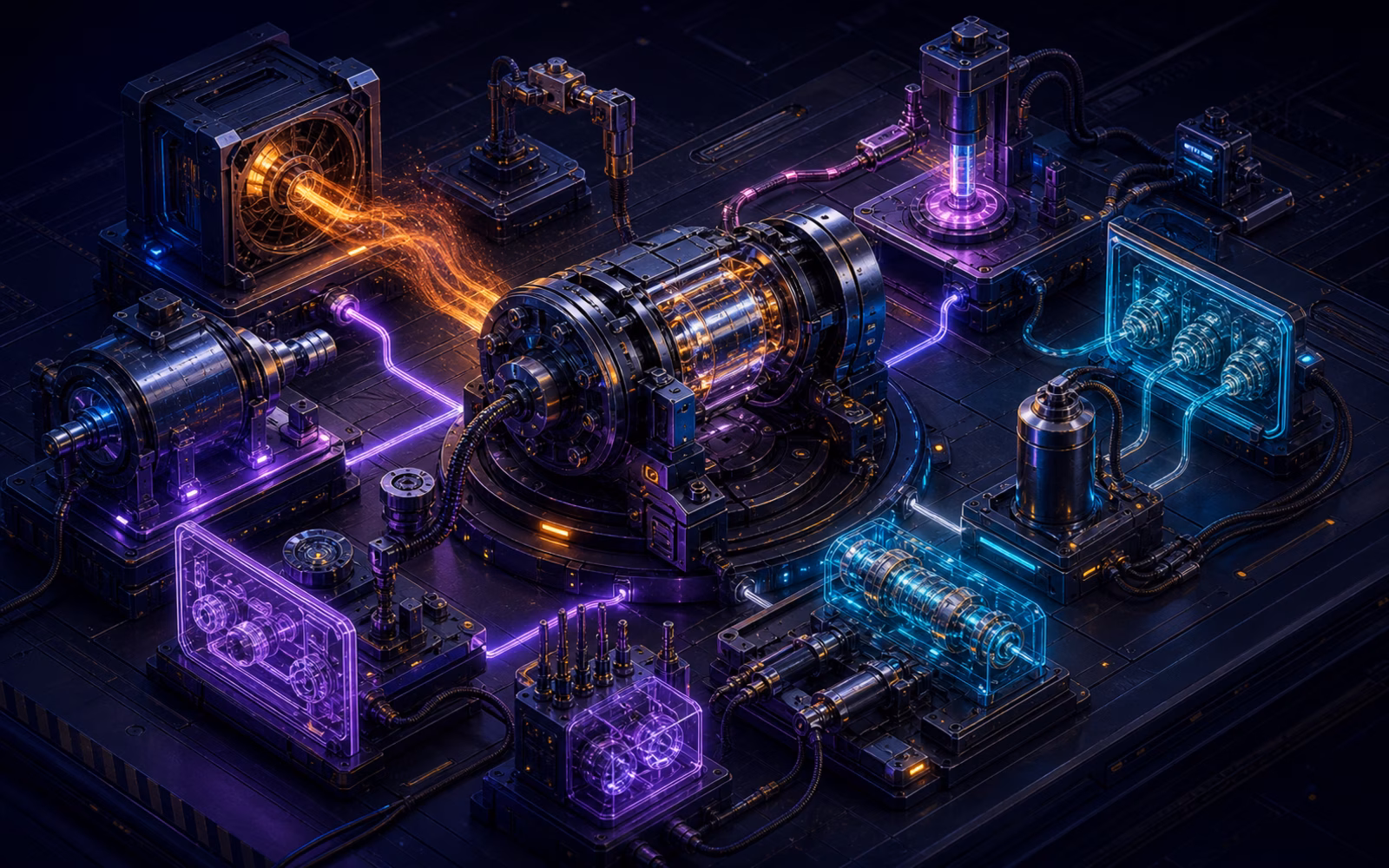 A physical concept moving through an engineering test field of measurement gates