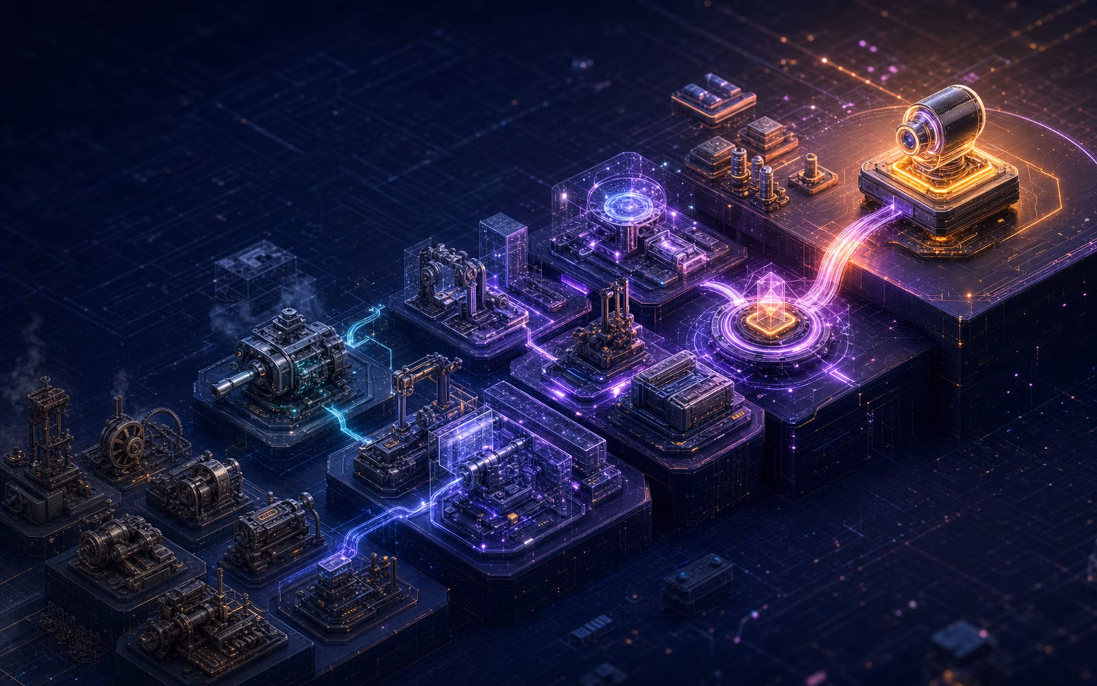 A technology trajectory extending toward a luminous frontier